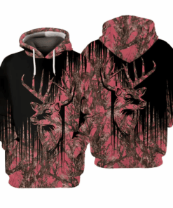 Deer Hunting Pink Camouflage Hoodie All Over Print