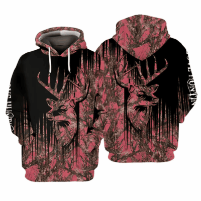Deer Hunting Pink Camouflage Hoodie All Over Print