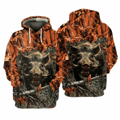 Boar Hunting Camouflage Hoodie All Over Print