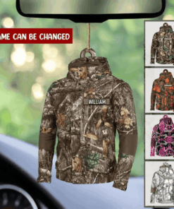 Personalized Hunting Camo Patterns Jacket Shaped Acrylic Car Ornament for Hunting Lovers