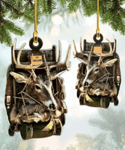 Personalized Deer Hunting Ornament for Christmas, Acrylic Ornament for Father and Son