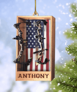 Personalized Archery Hunting American Flag Ornament Acrylic Hunting Ornament for Hunting Lover, Hunters