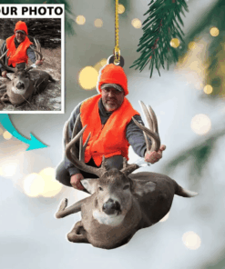 Custom Photo Deer Hunting Father Christmas Ornament for Deer Hunting Lovers