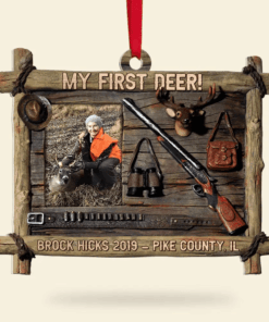 Personalized Hunting Acrylic Christmas Ornament Custom Photo Acrylic Christmas Tree Decor, Gift For First Deer