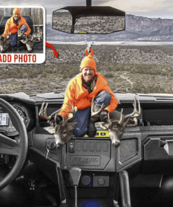 Hunting Moment Personalized Flat Car Ornament for Car Decor, Upload Hunting Image Ornament, Gift for Dad, Hunters