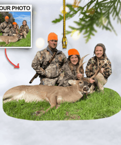 Hunting Custom Photo Ornament Gift For Family Hunting Lovers - Personalized Hunter Acrylic Ornament Gift For Friends