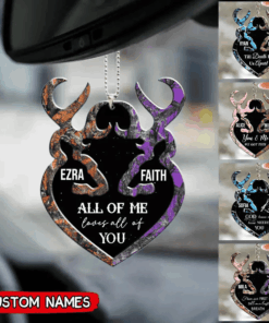 Camo Pattern Deer Couple Personalized Car Ornament for Deer Lovers, Hunting Couple