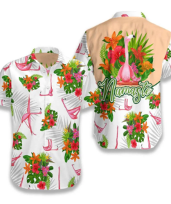 Tropical Workout Yoga Flamingo Namaste Hawaiian Shirt Hoodifize