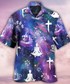 Coffee Jesus Dog Yoga Hawaiian Shirt Hoodifize