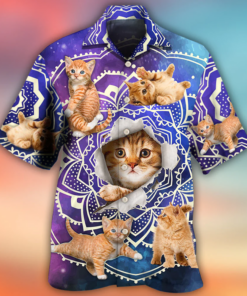 Cat Tabby Cat Yoga Galaxy Yoga Pose Funny Hawaiian Shirt Hoodifize