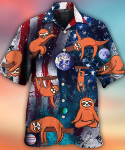Yoga Independence Day Sloth Cute Hawaiian Shirt Hoodifize