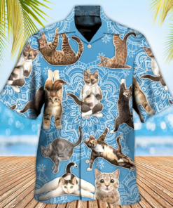 Yoga Cat Lover Mandala Hawaiian Shirt Hoodifize