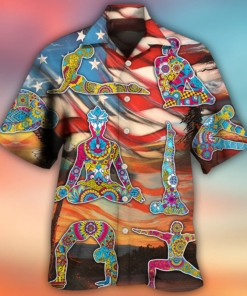 Yoga Independence Day Yoga Pose Hawaiian Shirt Hoodifize