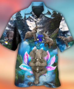 Elephant Yoga Pose On The Waterfall Hawaiian Shirt Hoodifize