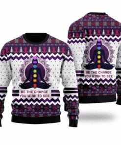 Yoga Be The Change Ugly Christmas Sweater