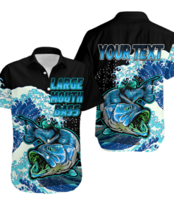 Custom Personalised Bass Fishing Blue Hawaiian Shirt Hoodifize