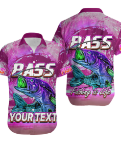 Custom Personalised Bass Fishing is Life Hook Sport Largemouth Pink Hawaiian Shirt Hoodifize