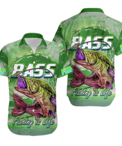 Bass Fishing is Life Hook Sport Largemouth Green Hawaiian Shirt Hoodifize