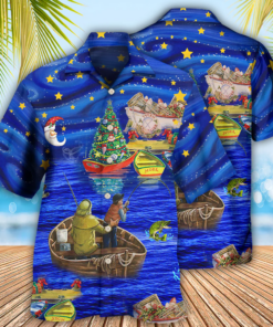 Fishing Lover Beautiful Christmas Night Hawaiian Shirt Hoodifize