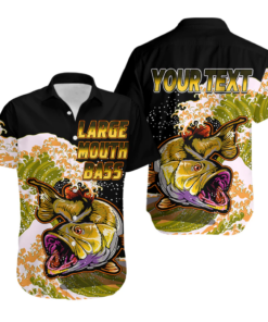 Custom Personalised Bass Fishing Yellow Hawaiian Shirt Hoodifize