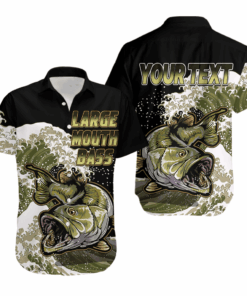 Custom Personalised Bass Fishing Gold Hawaiian Shirt Hoodifize