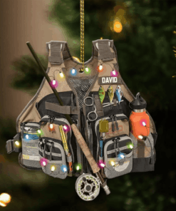 Personalized Fishing Vest Custom Shaped Acrylic Ornament for Fishing Lovers