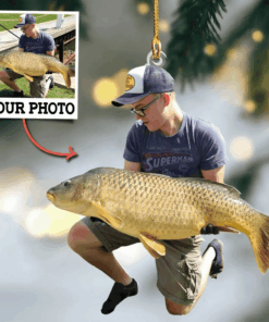 Fishing Custom Photo Ornament Gift For Fishing Lovers - Personalized Fisherman Acrylic Ornament Gift For Son at Christmas