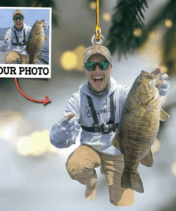 Custom Upload Photo Fisherman Gift For Fishing Lovers - Personalized Fisherman Acrylic Ornament Gift For Family, Friends