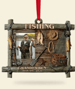 Personalized Fishing Acrylic Christmas Ornament Custom Photo Acrylic Christmas Tree Decor