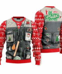 Merry Fishmas Fishing Costume Ugly Christmas Sweater For Men & Women
