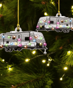 Personalized Travel Trailer Camping Christmas Ornament, Custom Name Camper Acrylic Ornament for Camper