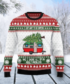 Camping Christmas Ugly Christmas Sweater, I Just Want to go Camping, 3D Sweater Camping