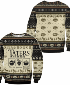 Taters Potatos Boil Them Stick Cooking 3D Print Sweatshirt Fake Ugly Christmas Sweater For Men And Women