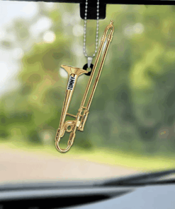 Personalized Trombone Instrument Flat Acrylic Car Ornament for Trombone Players Music Day