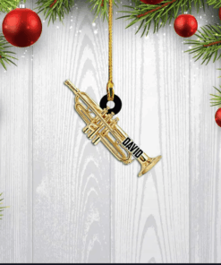 Personalized Cornet Instrument Flat Acrylic Christmas Ornament for Music Day