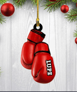 Personalized Boxing Gloves Ornament, Custom Acrylic Boxing Ornament for Him and Her