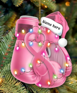 Pink Boxing Gloves - Personalized Christmas Ornament - Christmas Gifts For Breast Cancer Fighters