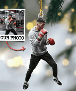 Personalized Boxing Acrylic Christmas Ornament for Christmas Decor, Custom Photo Boxer Ornament, Gift for Boxing Lovers