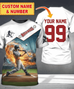 Man Shirt, Custom Name Baseball Polo Shirt, Baseball T-Shirt, Baseball Hoodie Long Sleeve Shirt