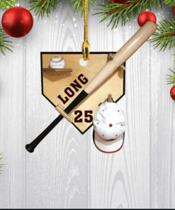 Personalized Baseball America Custom Name Number Ornament, Christmas Gifts