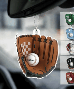 Personalized Baseball Gloves Flat Acrylic Car Ornament for Baseball Sport Lovers