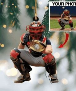 Custom Photo Baseball Ornament, Custom Name Acrylic Baseball Ornament for Players, Gift for Man & Women