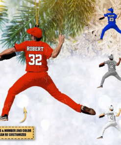 Personalized Baseball Man Acrylic Ornament, Gift For Baseball Players Flat Ornament, Baseball Christmas Ornament
