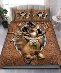 Deer Hunting Zipper All Over Printed Bedding Set