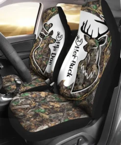 Deer Hunting Camo His Doe Her Buck - Car Seat Cover Size Universal Fit