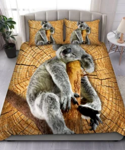 Koala Wood Pattern All Over Printed Bedding Set