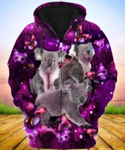 Koala Purple Flower All Over Printed Unisex Shirt