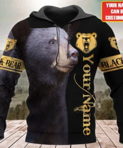 Personalized Name Black Bear All Over Printed Unisex Shirt
