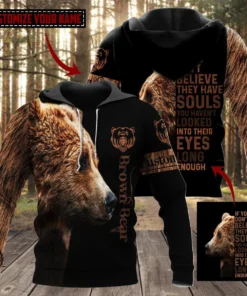 Personalized Name Cool Brown Bear All Over Printed Unisex Shirt