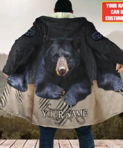 Personalized Name Black Bear Hooded Cloak Q240902